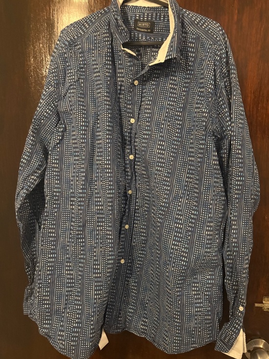 Mirto Other - Men’s Mirto Spain Indigo Geo-Print Button-Down Shirt. Size XXL.